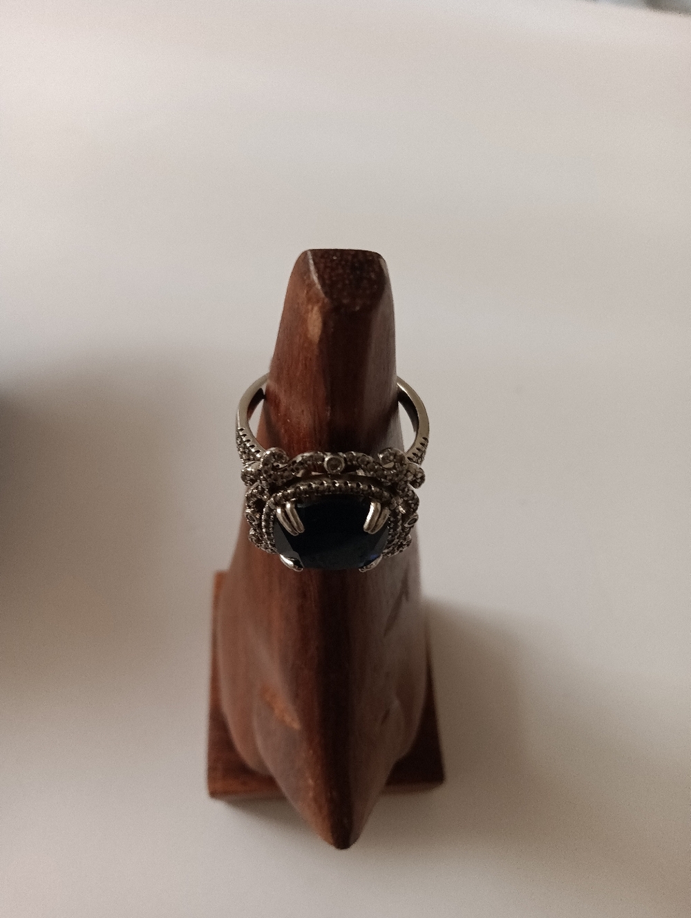 Sterling Silver 925 Ring Large Square Blue Sapphire Filigree Detail Size 9.5 - Picture 6 of 9
